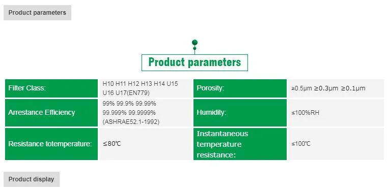 Mini-Pleat Ultra Ahu Air Filter/ULPA Air Filter for Sale (manufacture)